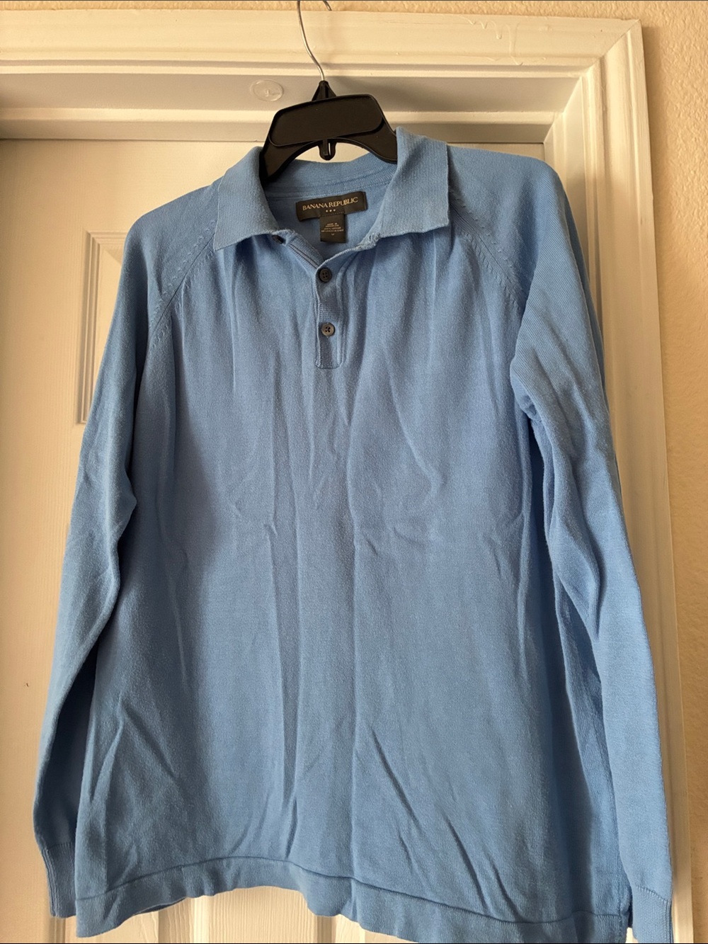Banana Republic Men’s Light Blue Long-Sleeve Polo Shirt